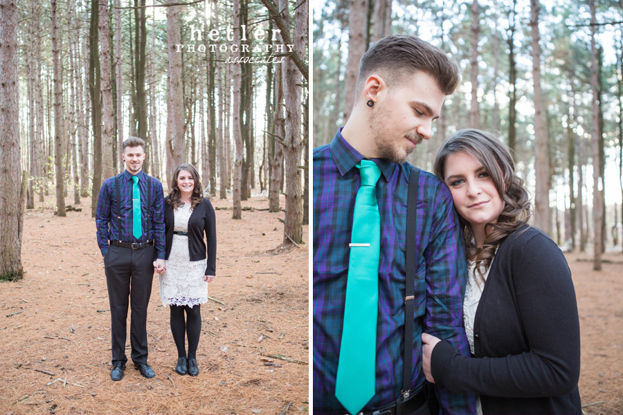 michigan fall engagement photography in pine forest 0001
