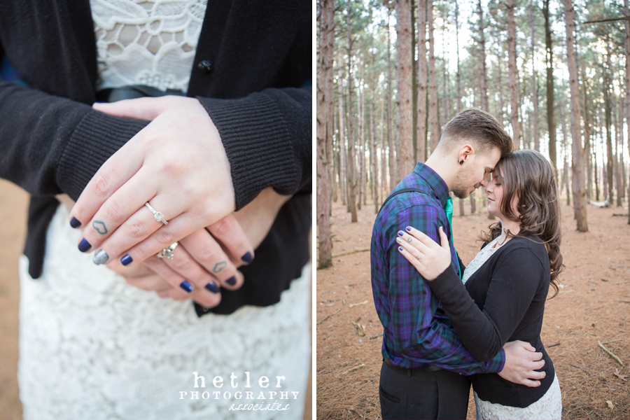 michigan fall engagement photography in pine forest 0003