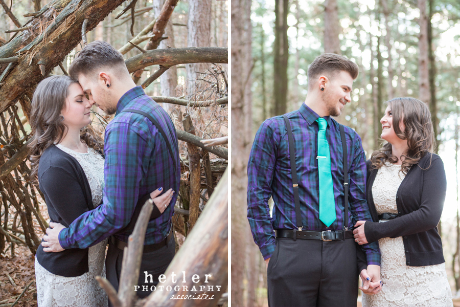 michigan fall engagement photography in pine forest 0005