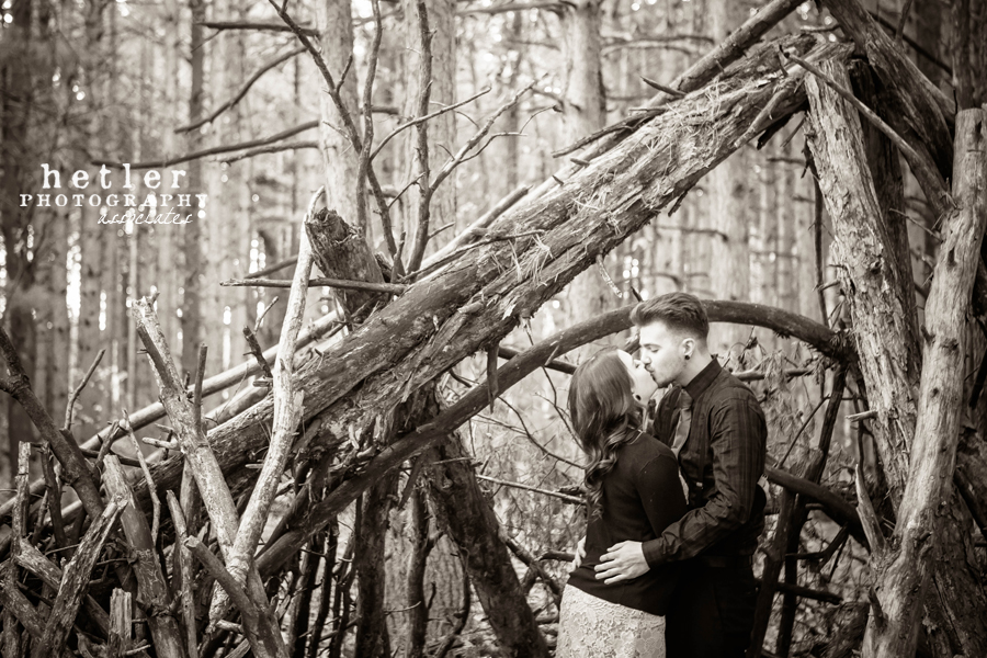 michigan fall engagement photography in pine forest 0006
