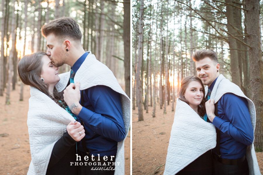 michigan fall engagement photography in pine forest 0009