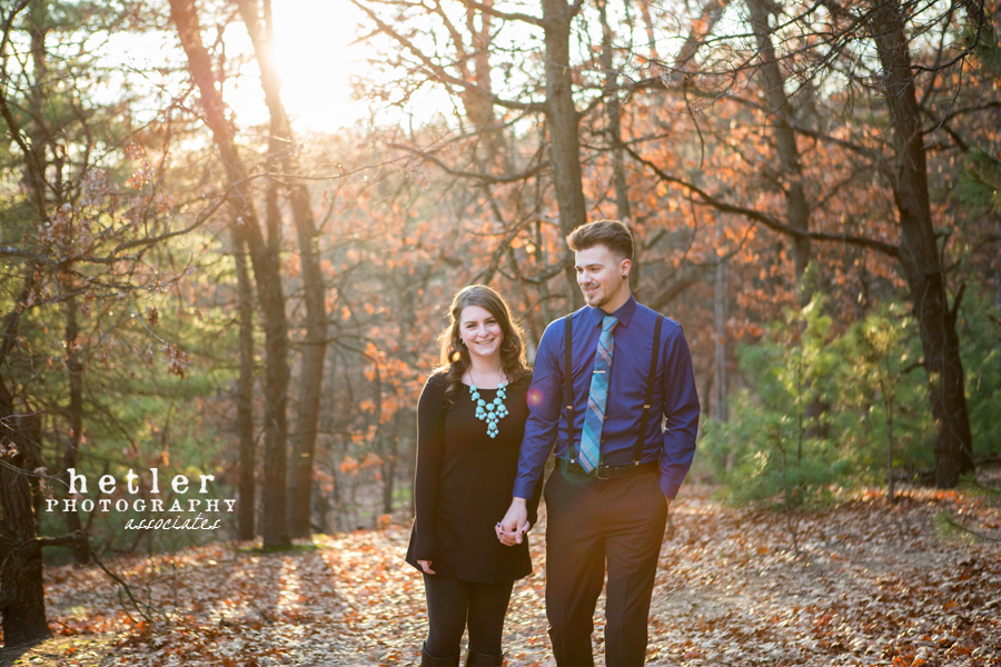 michigan fall engagement photography in pine forest 0010