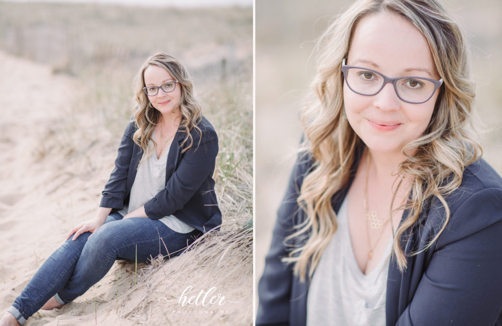 Michigan Photographer // Light and airy headshots for The Haven Conference at the beach on Lake Michigan at Camp Blodgett.