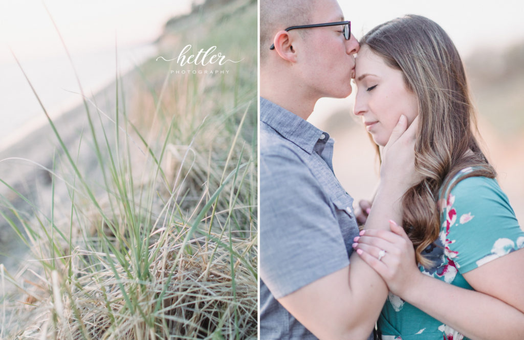 Grand Haven light and airy romantic beach engagement pics