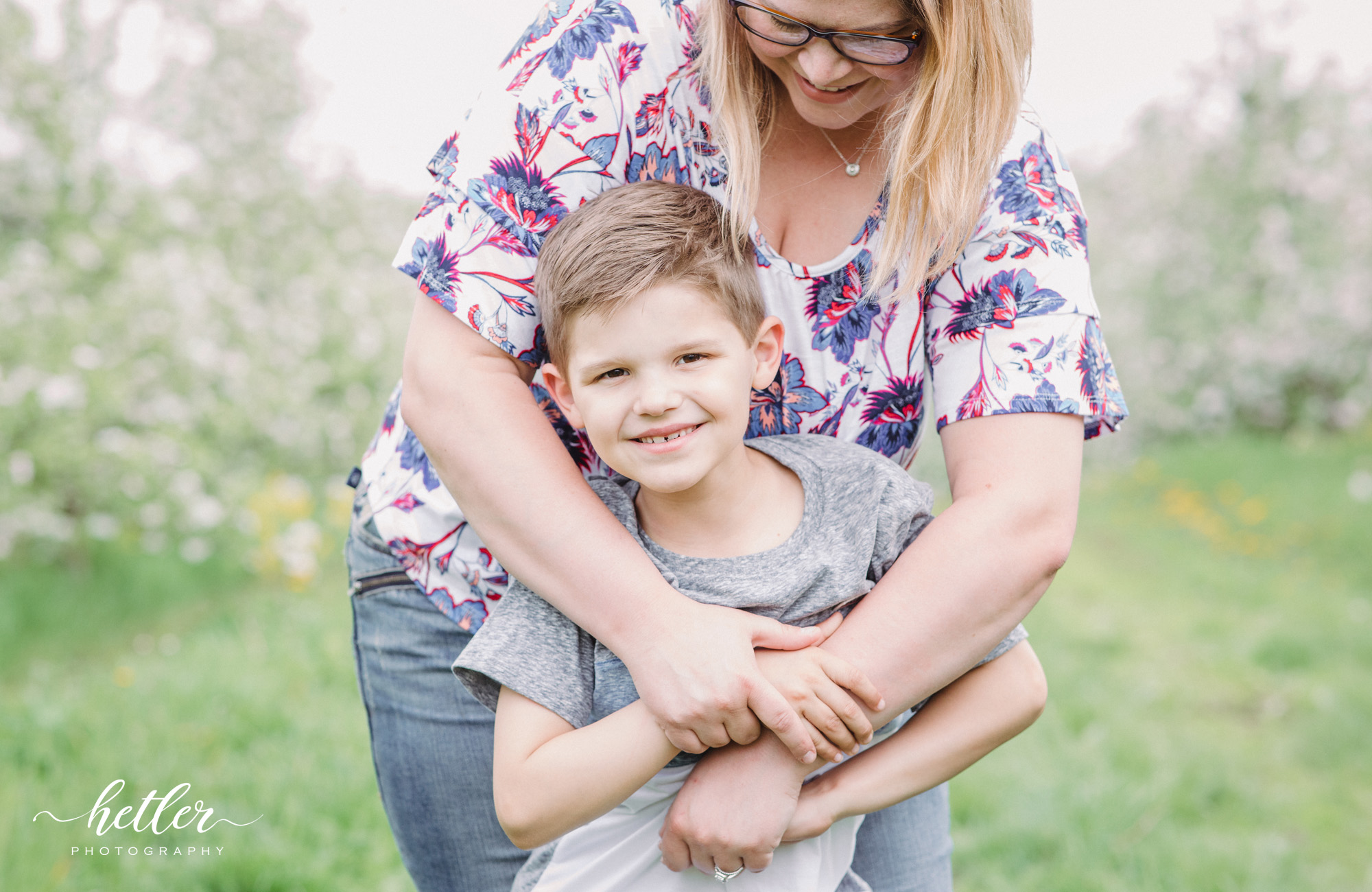 West Michigan spring apple blossom family pics in Grand Rapids