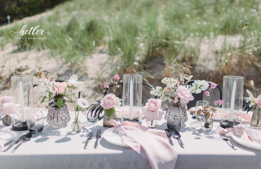 Holland Michigan black and pink beach wedding inspiration
