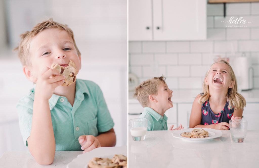 Grand Rapids family session in-home cookie baking