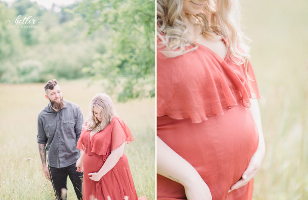 Fremont Michigan maternity photography in hay field
