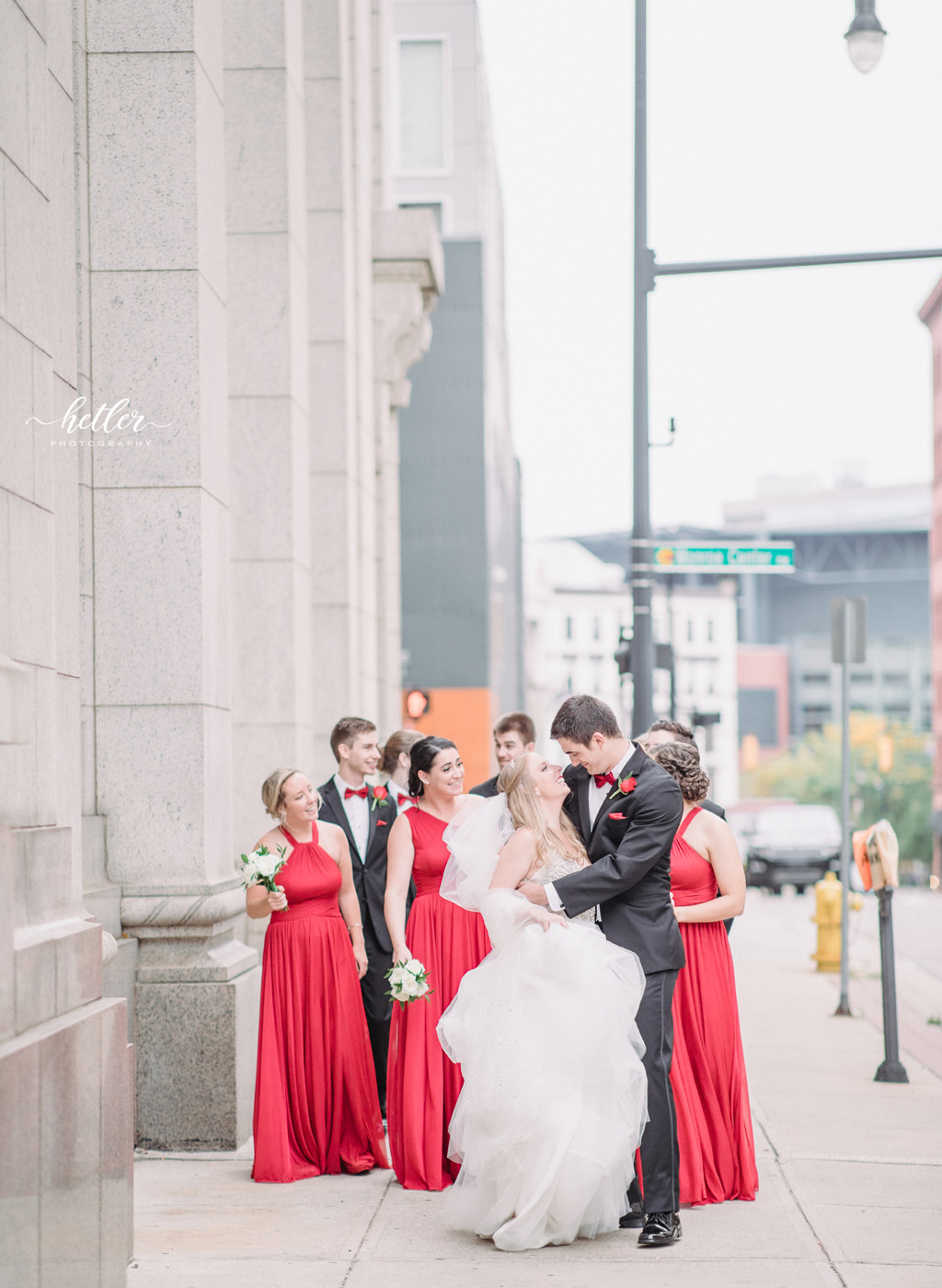 Downtown Grand Rapids CityFlats wedding with bridal party