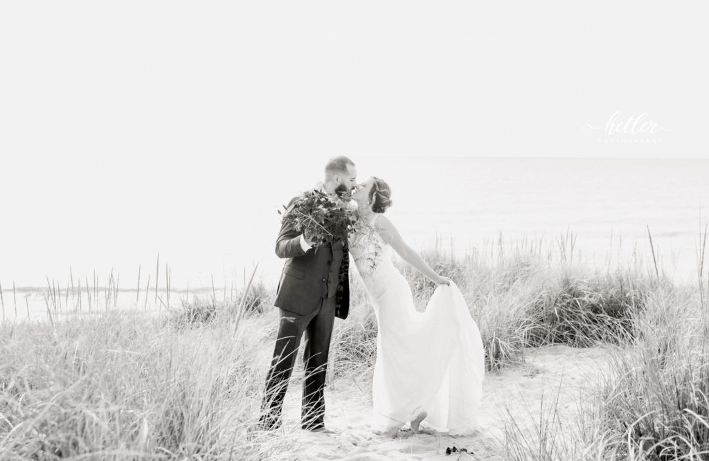Grand Haven Holiday Inn wedding with Lake Michigan beach wedding portraits