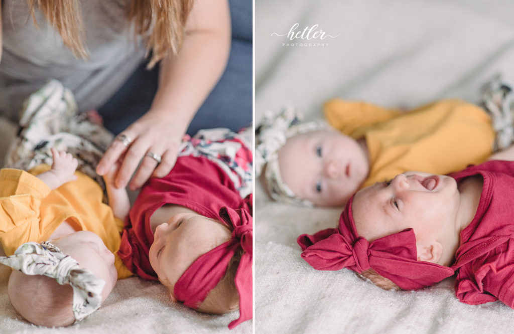 Muskegon twin newborn girl photo session and one extra beautiful with Down Syndrome