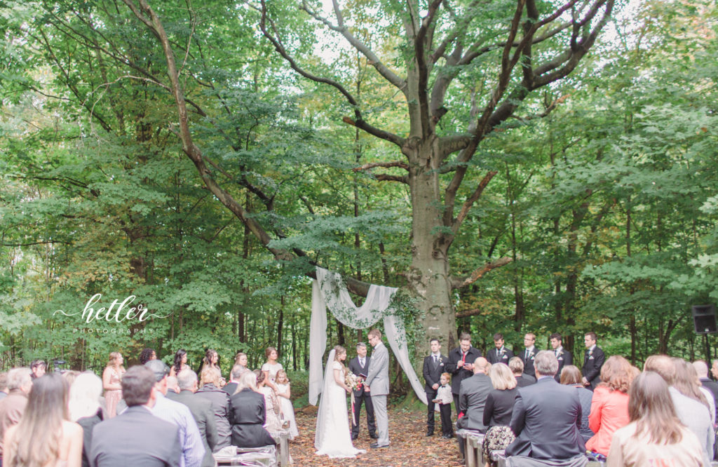 Fall wedding ceremony at The Centennial Barn