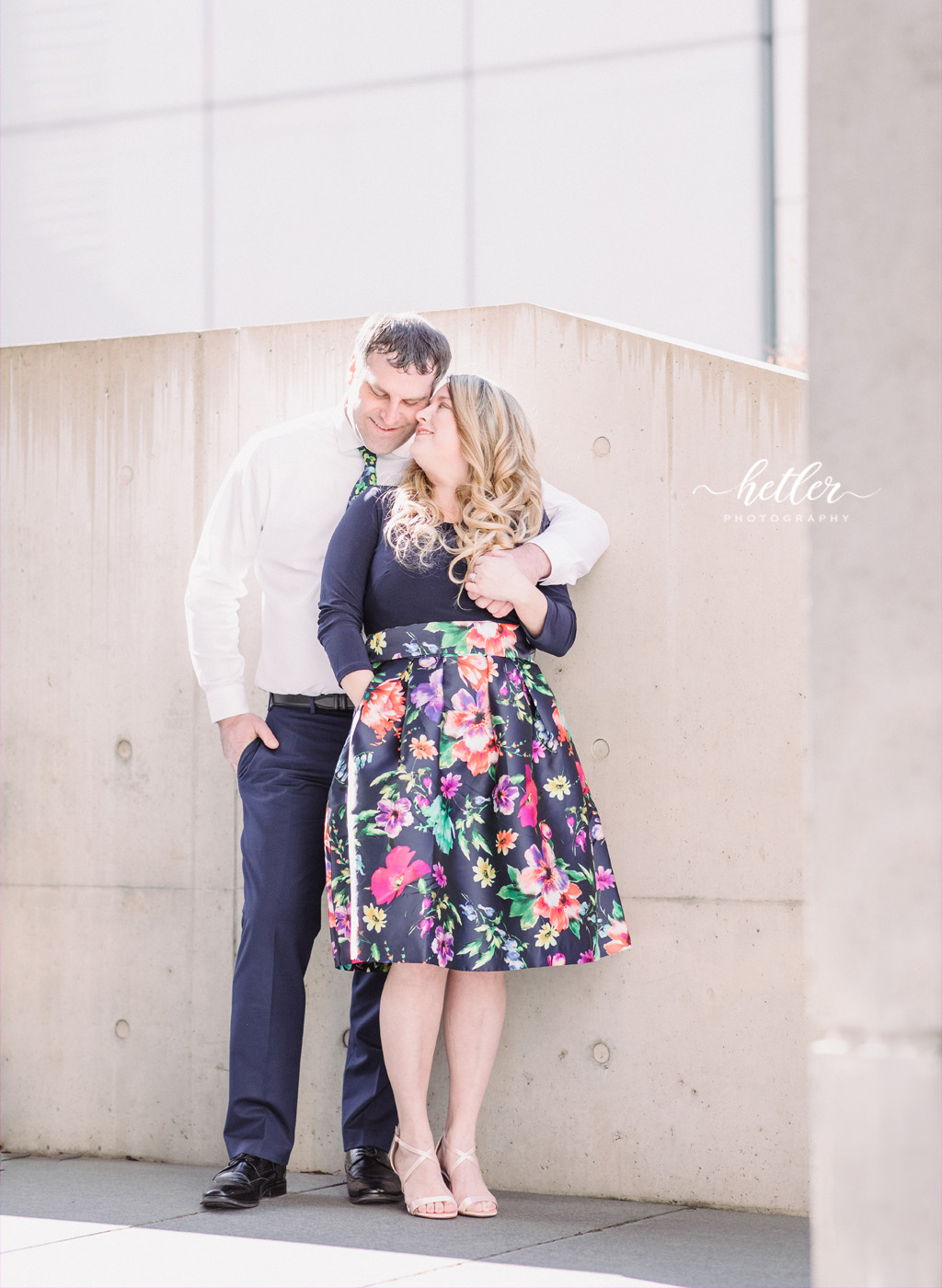 Downtown Grand Rapids engagement photos in winter