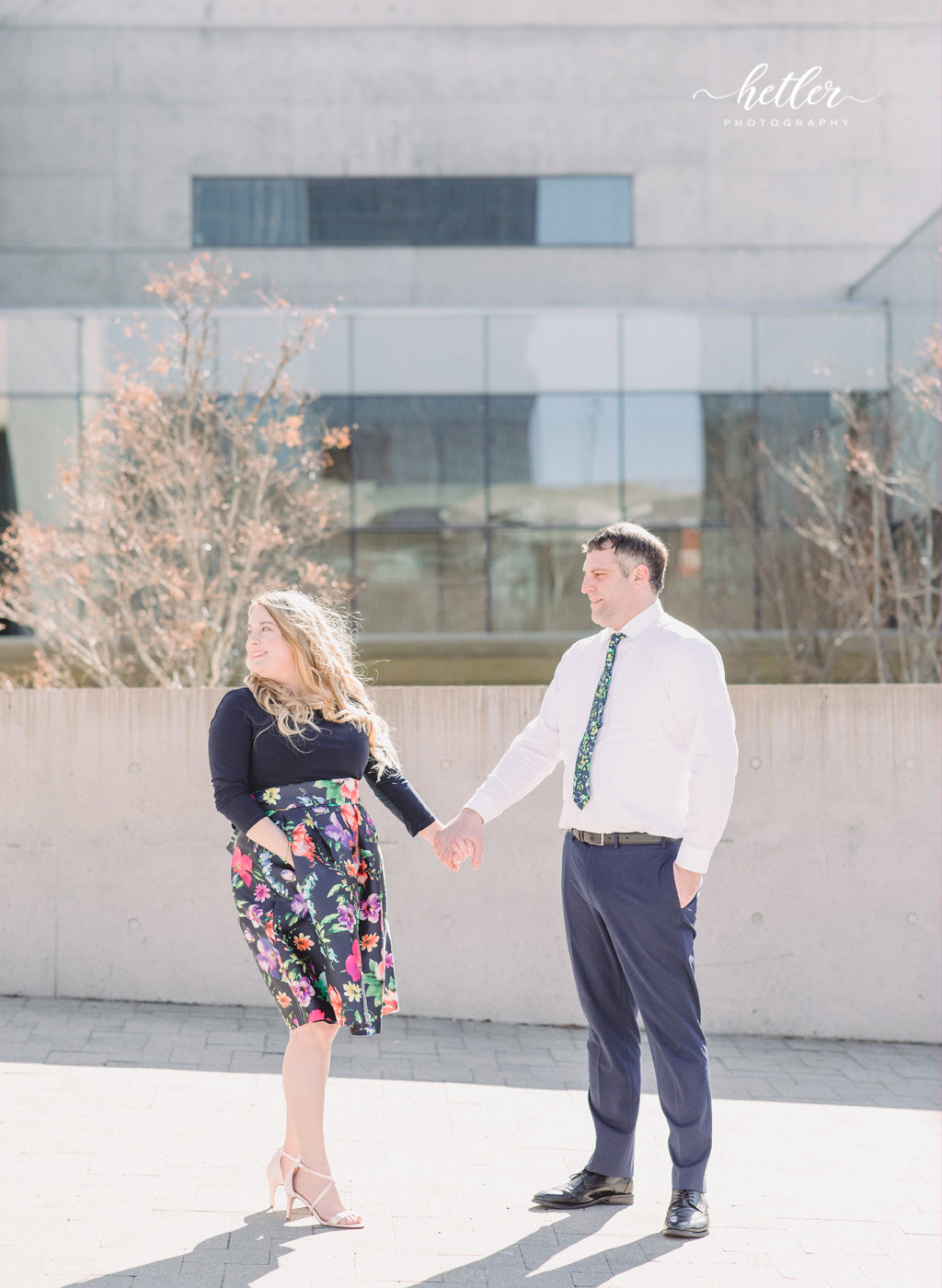 Downtown Grand Rapids engagement photos in winter