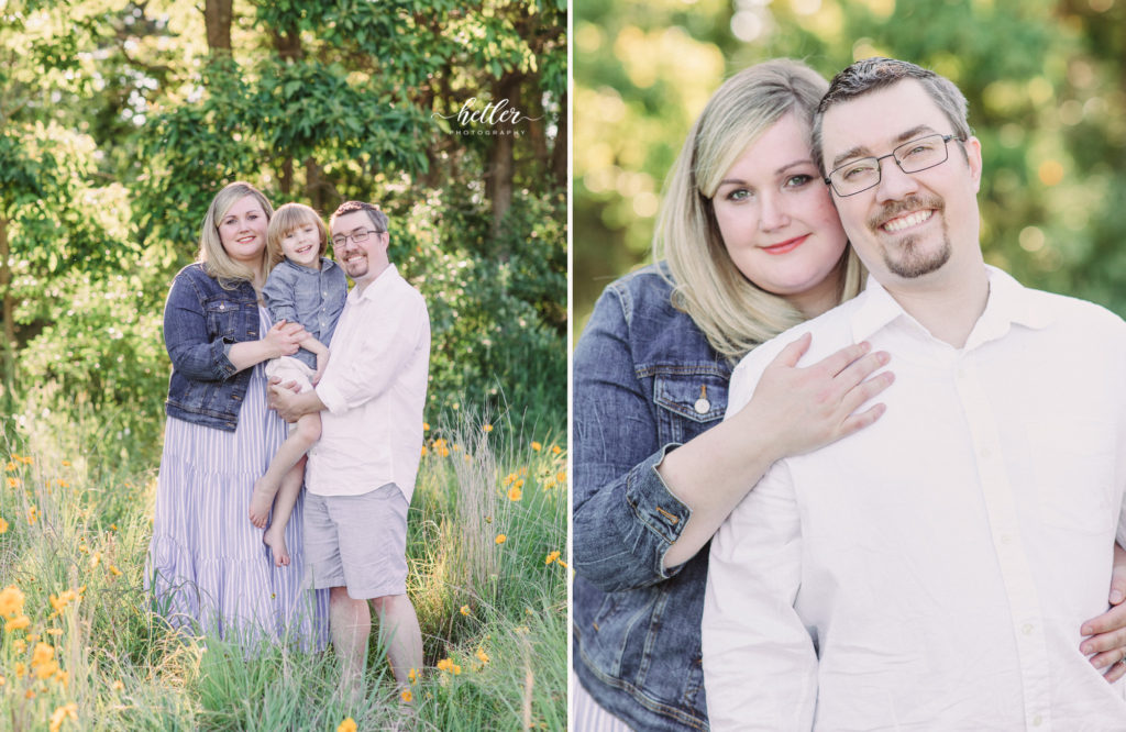 Fremont Michigan family photos in a field of yellow wildflowers