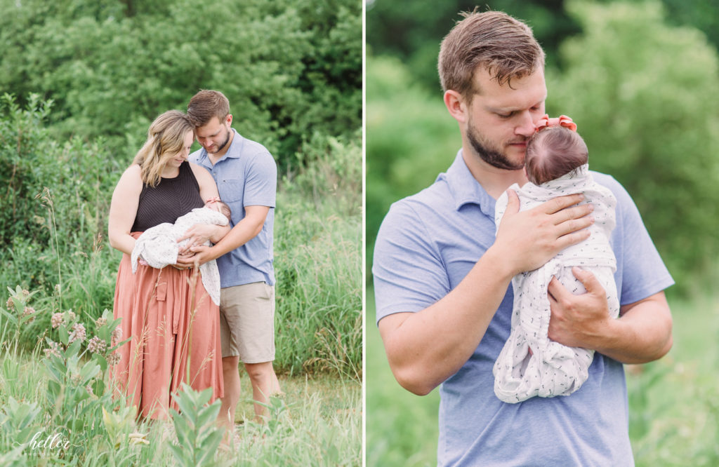 Summer newborn photos outdoors at Hager Park in Jenison Michigan