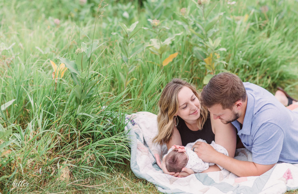 Summer newborn photos outdoors at Hager Park in Jenison Michigan