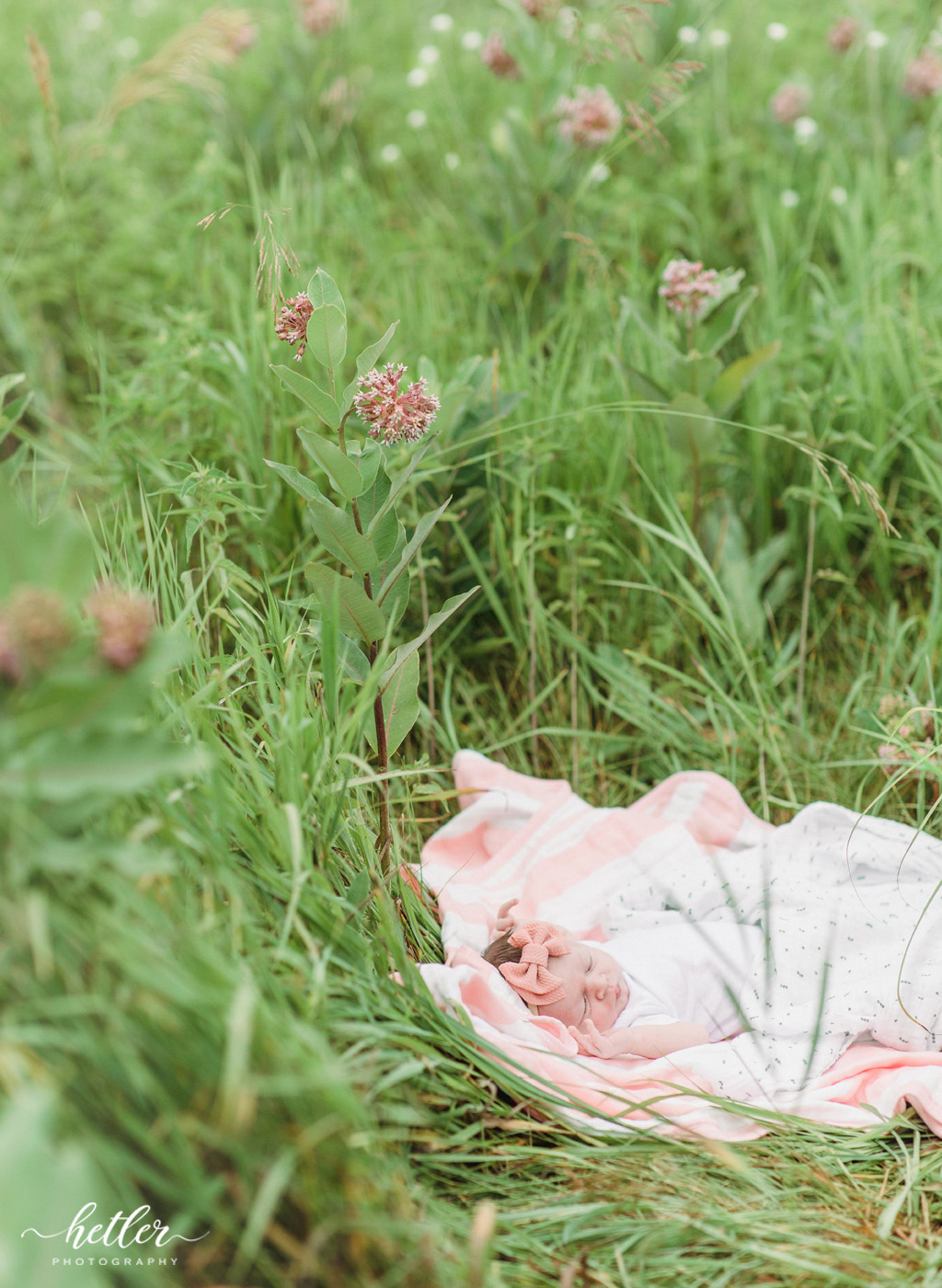 Summer newborn photos outdoors at Hager Park in Jenison Michigan