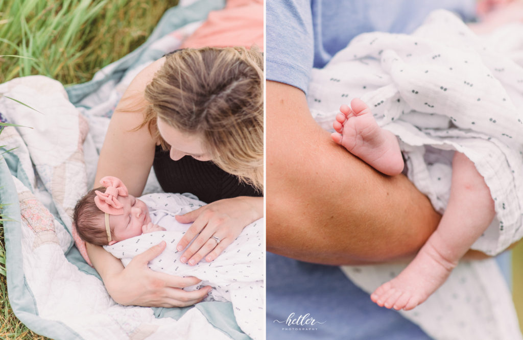 Summer newborn photos outdoors at Hager Park in Jenison Michigan