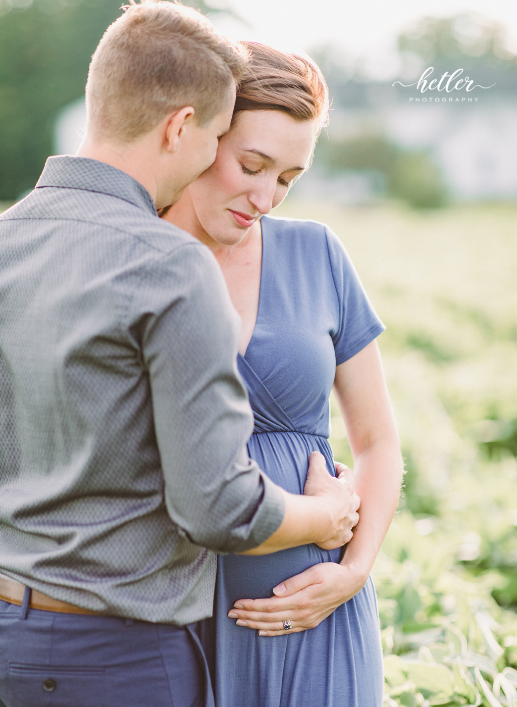 Southern Michigan maternity photos in Watervliet at a family farm with Willow trees, a soy bean field and a slow stream running through