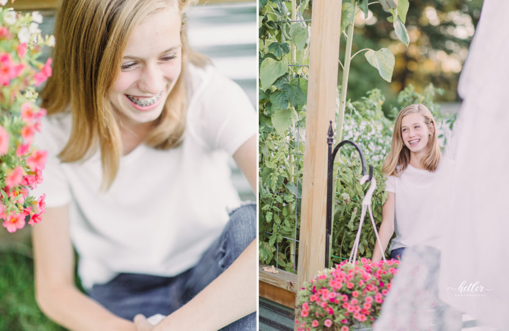 Rockford clothesline mini session with a backyard garden session in Michigan