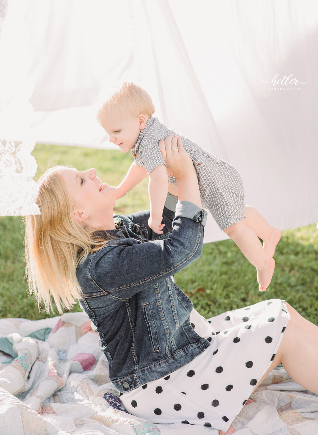 Sparta Michigan summer mini sessions in a backyard with a garden and clothesline theme