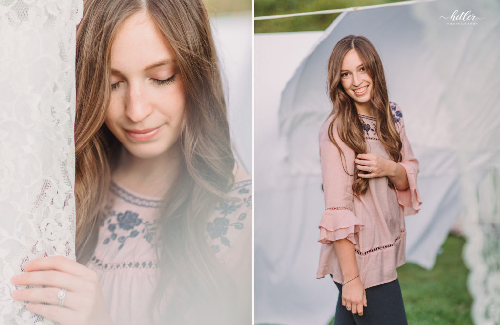 West Michigan clothesline mini session with a light and airy editing style during golden hour