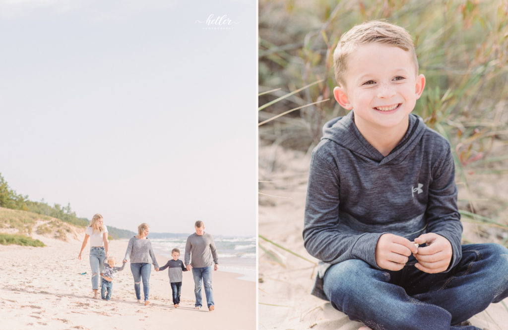 Muskegon beach family photos at PJ Hoffmaster park