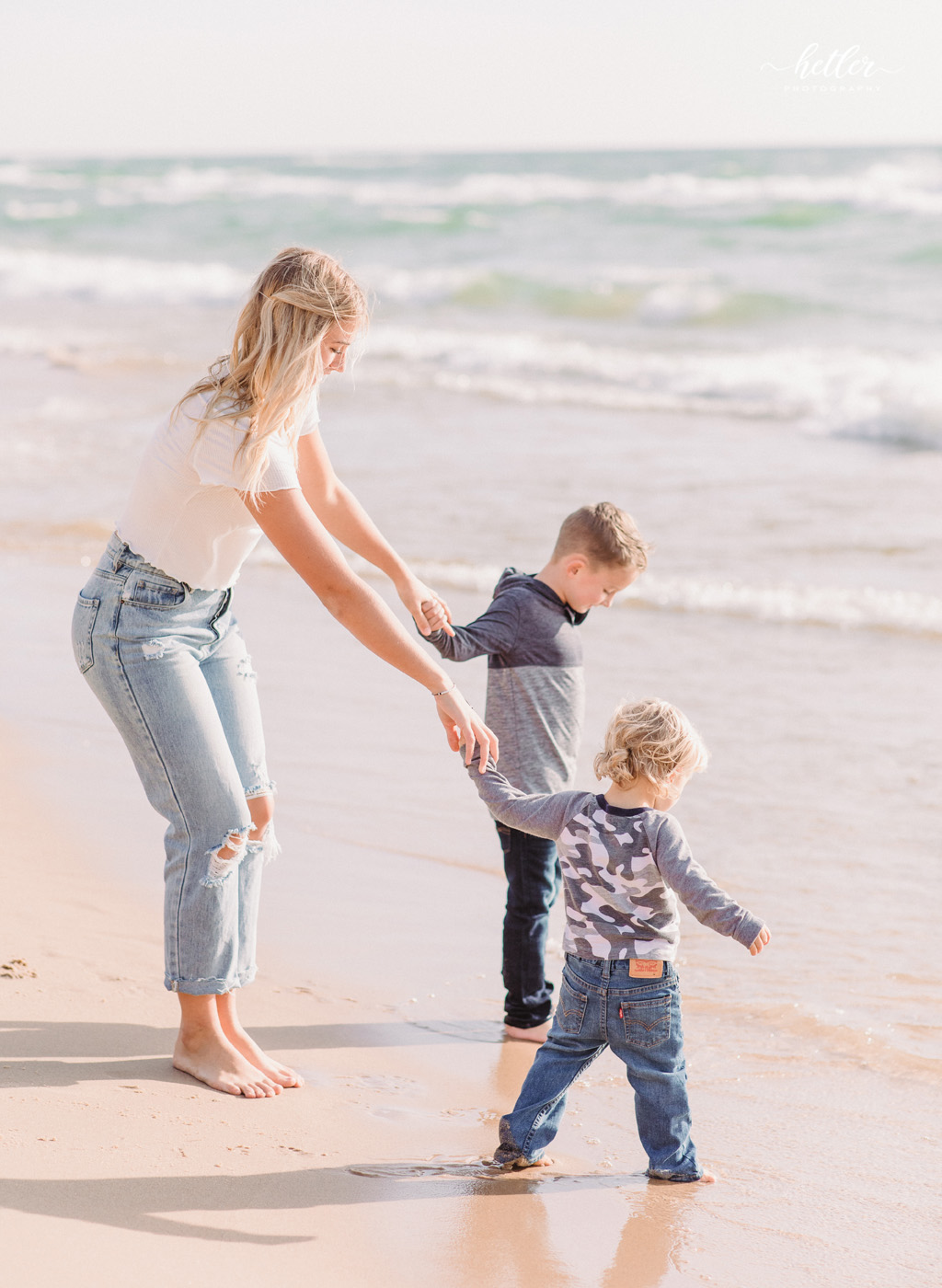 Muskegon beach family photos at PJ Hoffmaster park