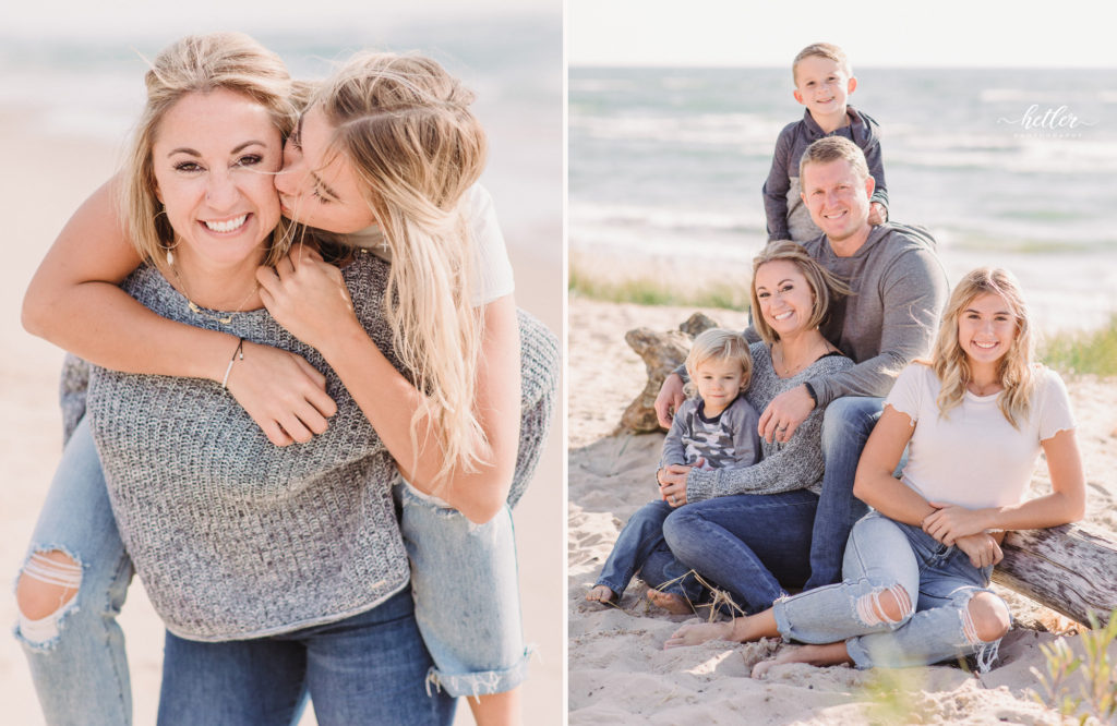 Muskegon beach family photos at PJ Hoffmaster park