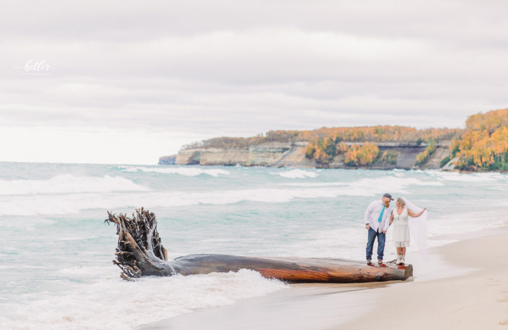 Pictured Rocks fall elopement in the Upper Peninsula