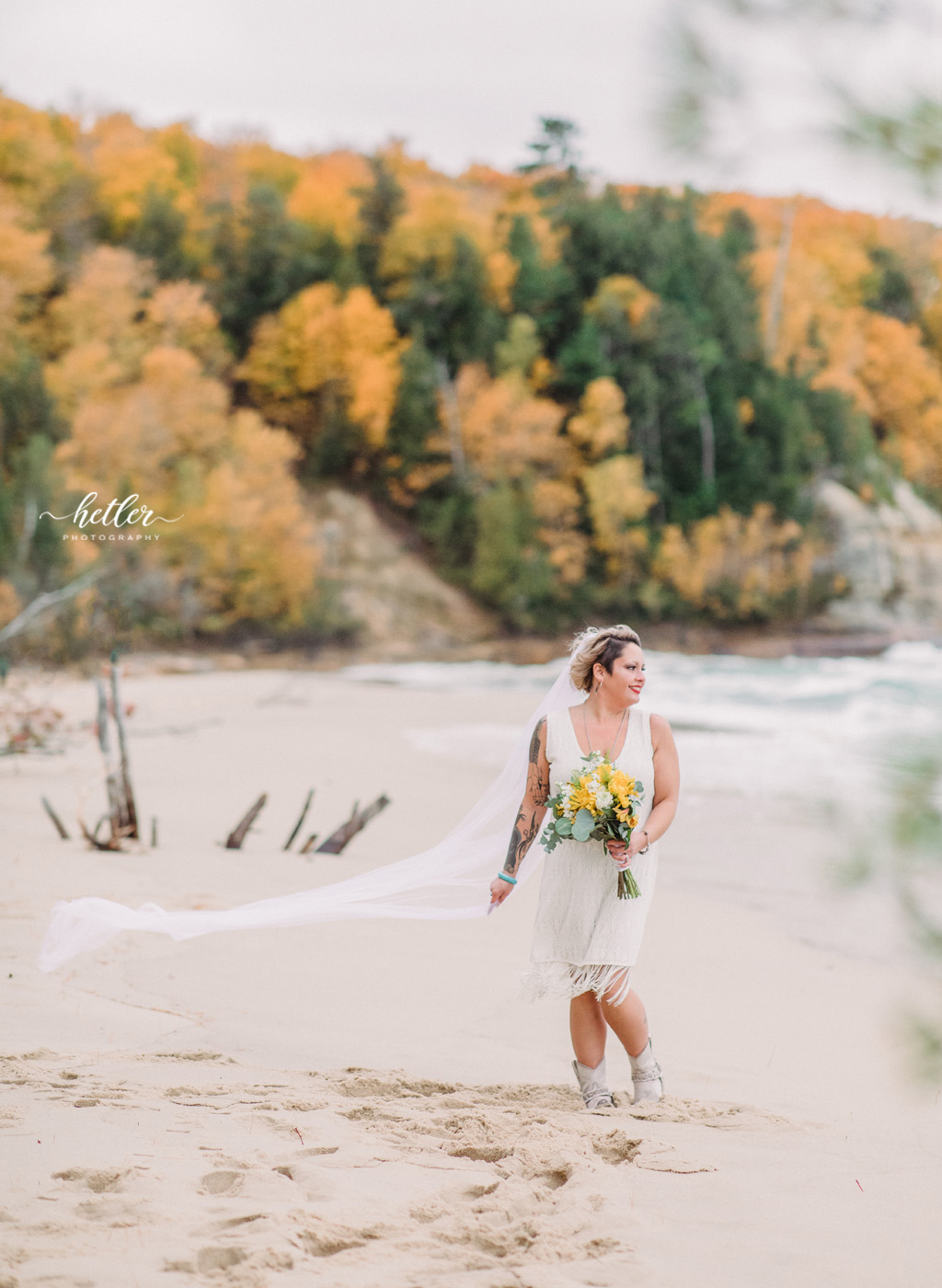Pictured Rocks fall elopement in the Upper Peninsula