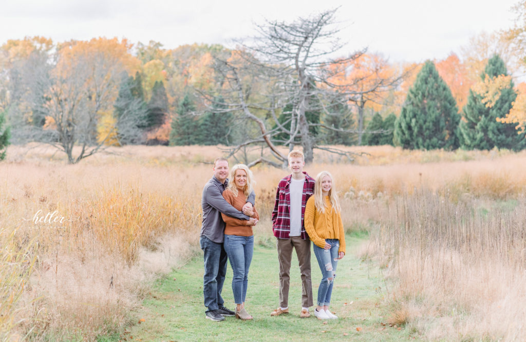 Grand Rapids Michigan fall family pics at The Highlands with gorgeous fall colors