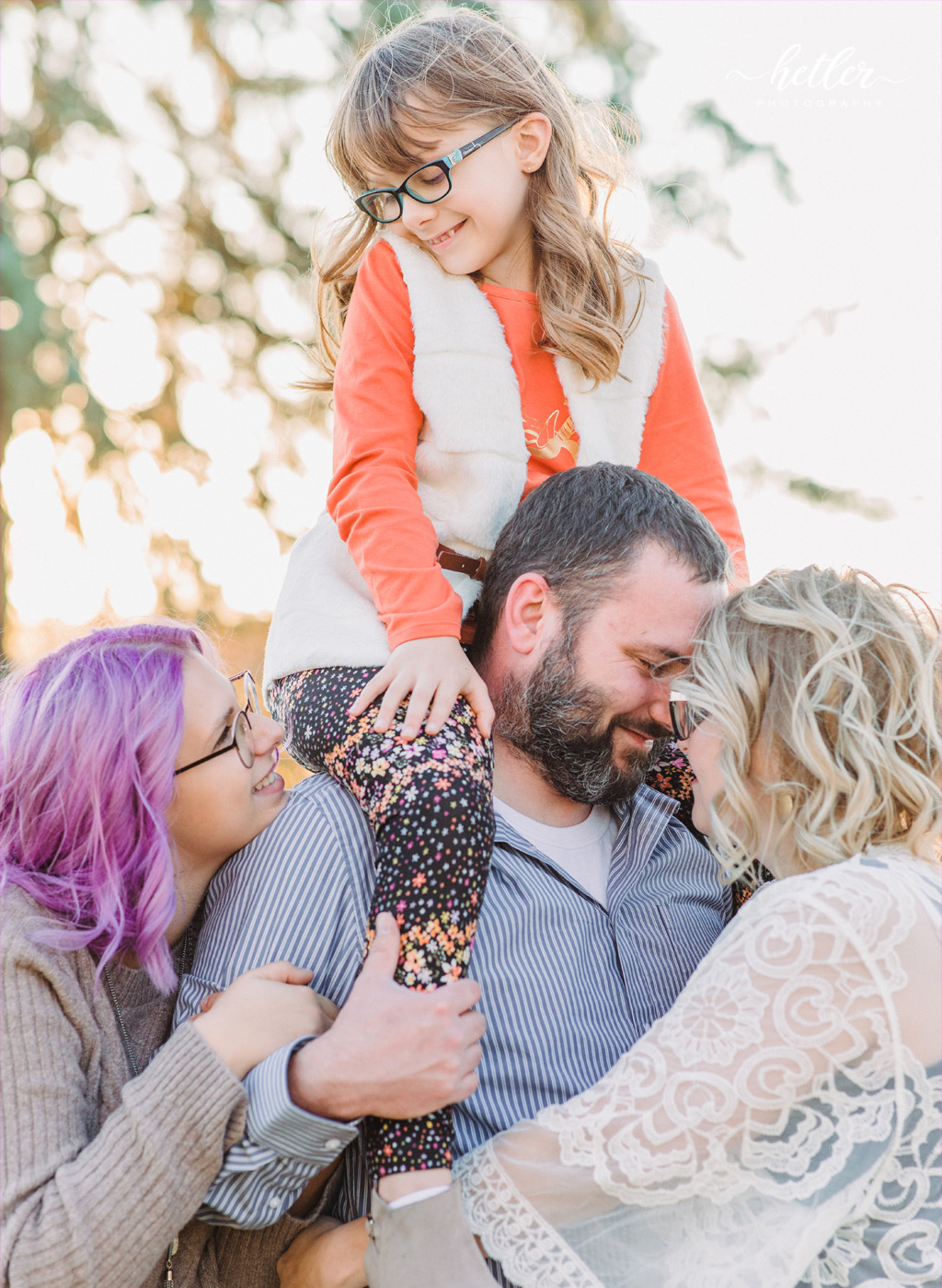Grand Rapids family photos at The Highlands during golden hour