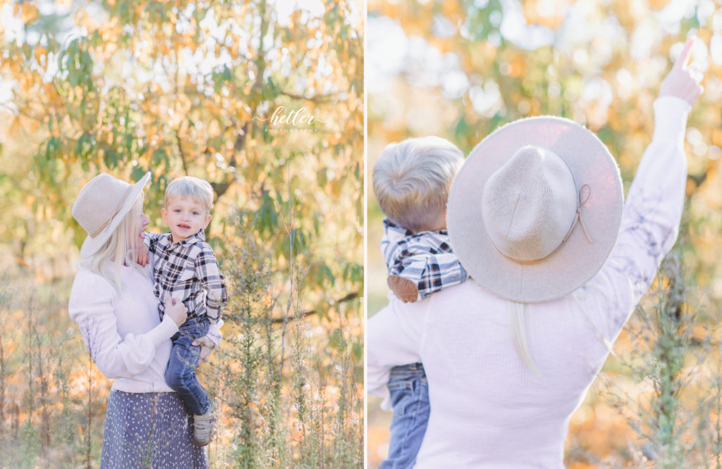 Fall mom and son photo session at Grange Fruit Farm in Rockford Michigan