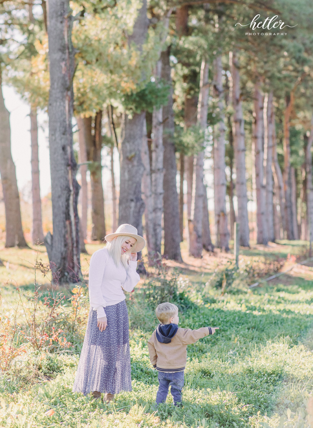 Fall mom and son photo session at Grange Fruit Farm in Rockford Michigan