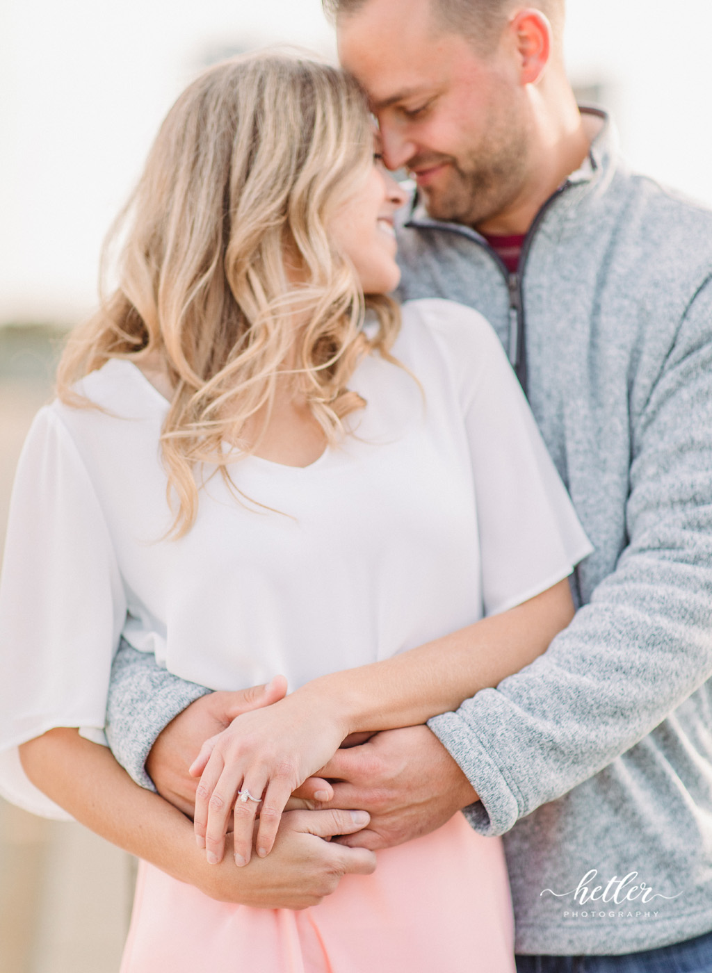 Kalamazoo engagement photos in downtown Kalamazoo and in the country during golden hour
