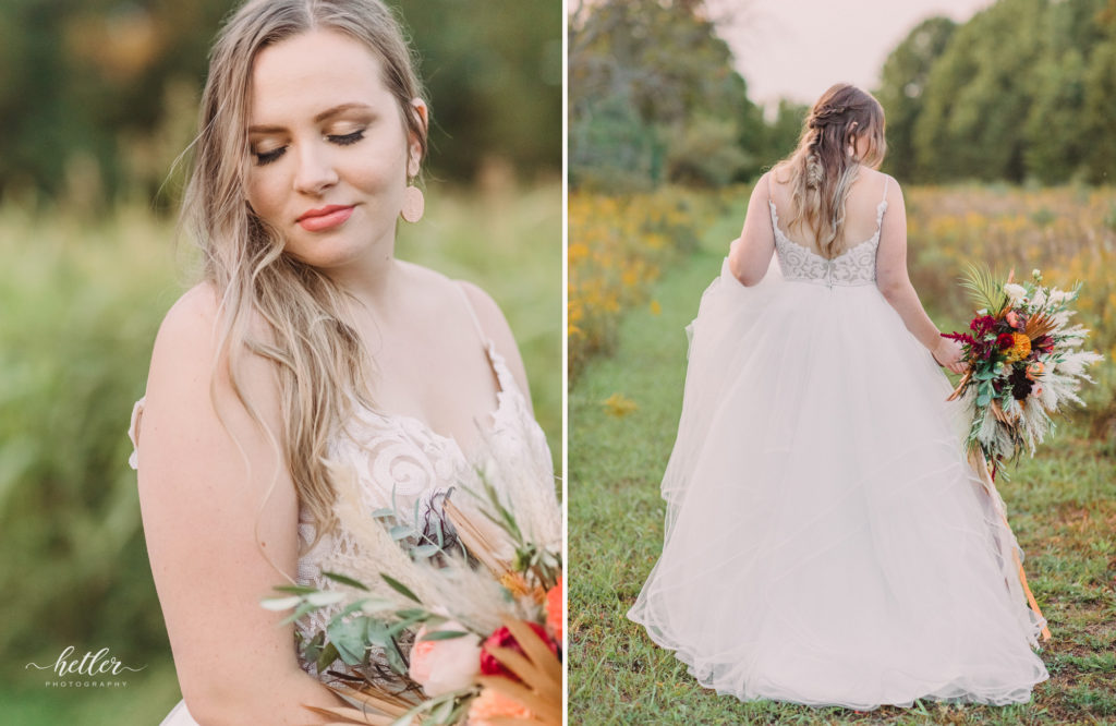 Bride in Hayley Paige gown from Becker's Bridal at lakeside wedding