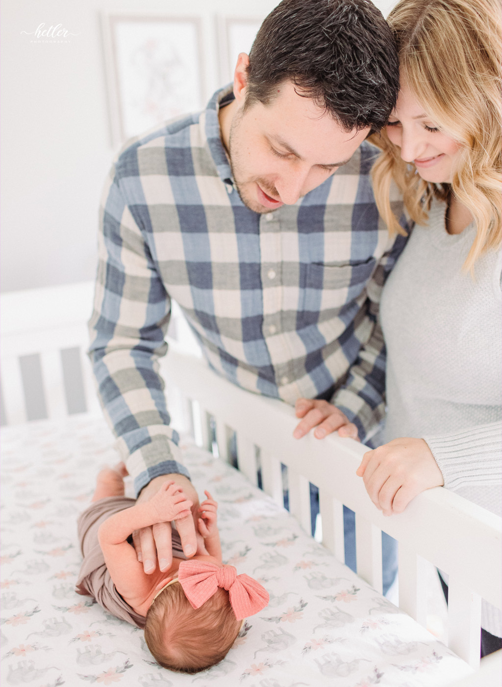 In-home light and airy newborn photo session in Ann Arbor for a sweet baby girl 
