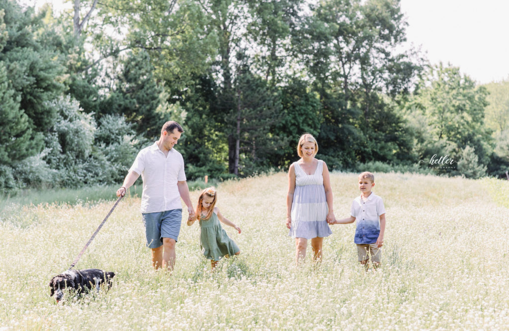 Fremont Michigan family photo session in a field of wildflowers