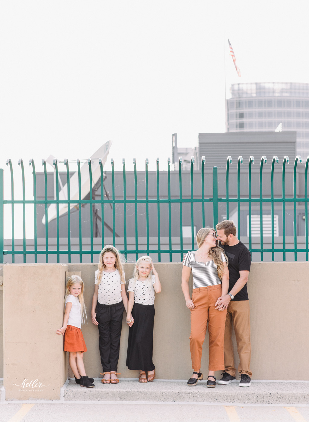 Downtown Grand Rapids family session on a parking garage rooftop
