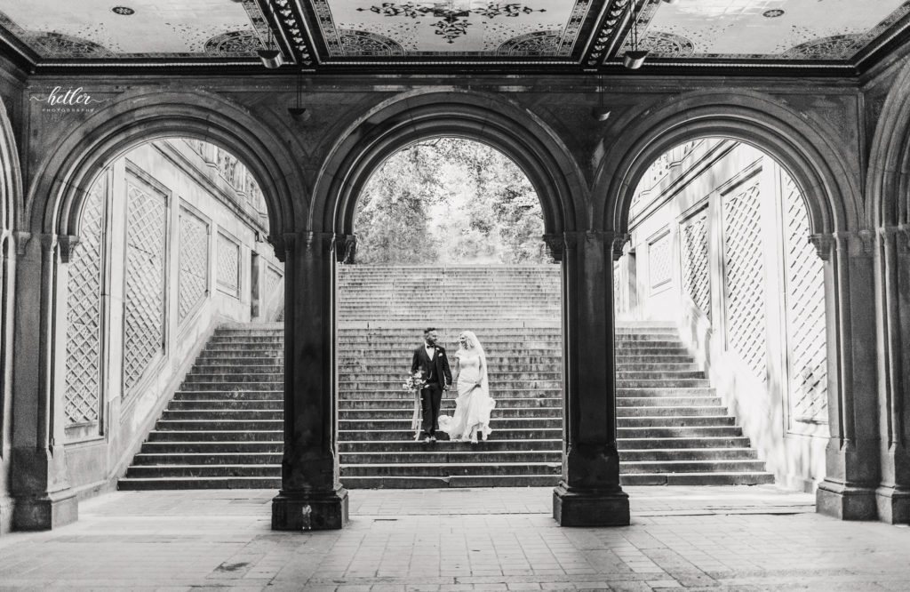 New York City wedding photos at Bethesda Fountain in Central Park