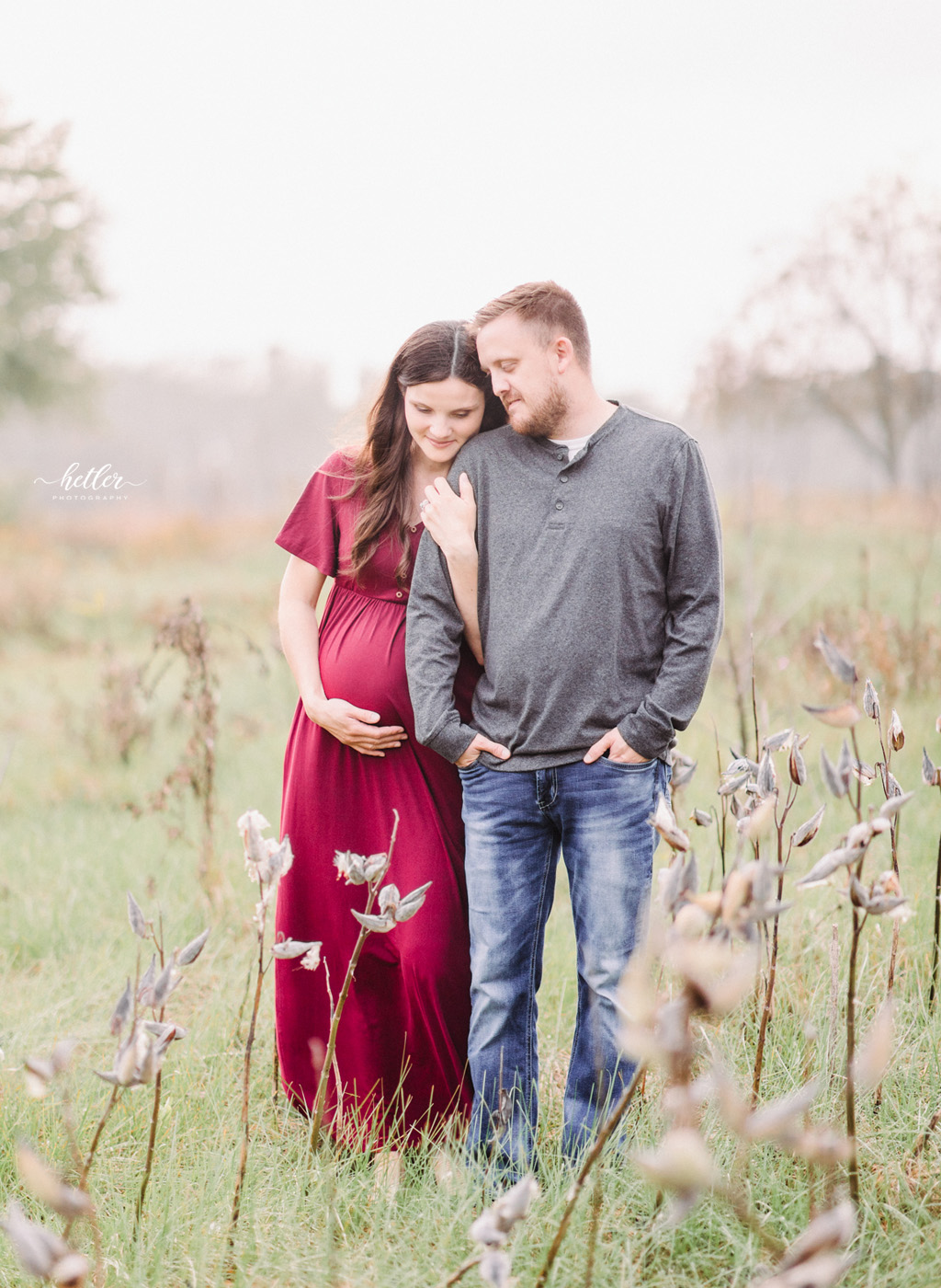 Grand Rapids maternity photo session at The Highlands on a rainy fall evening