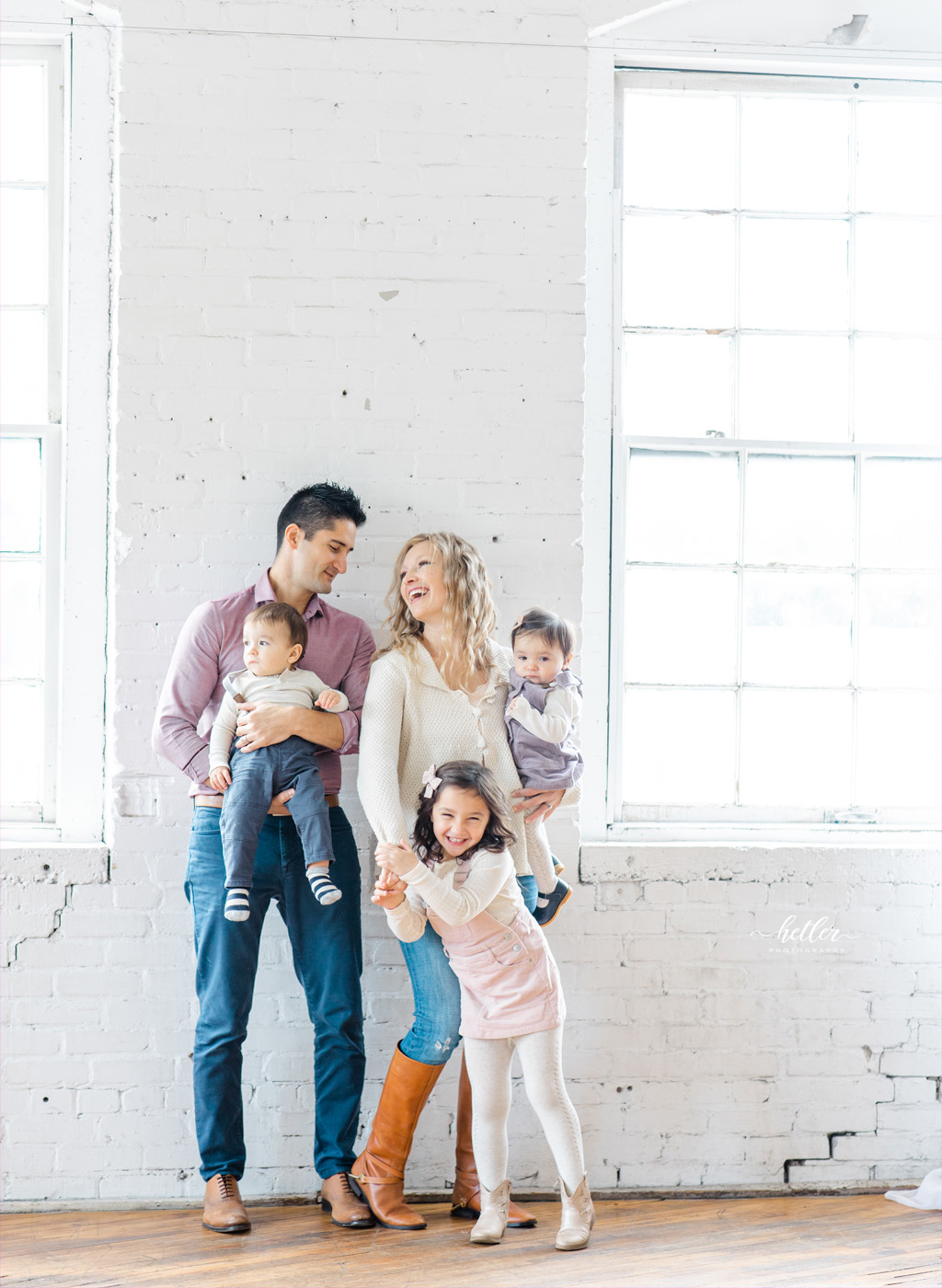 Grand Rapids studio family session in a light and airy photo studio