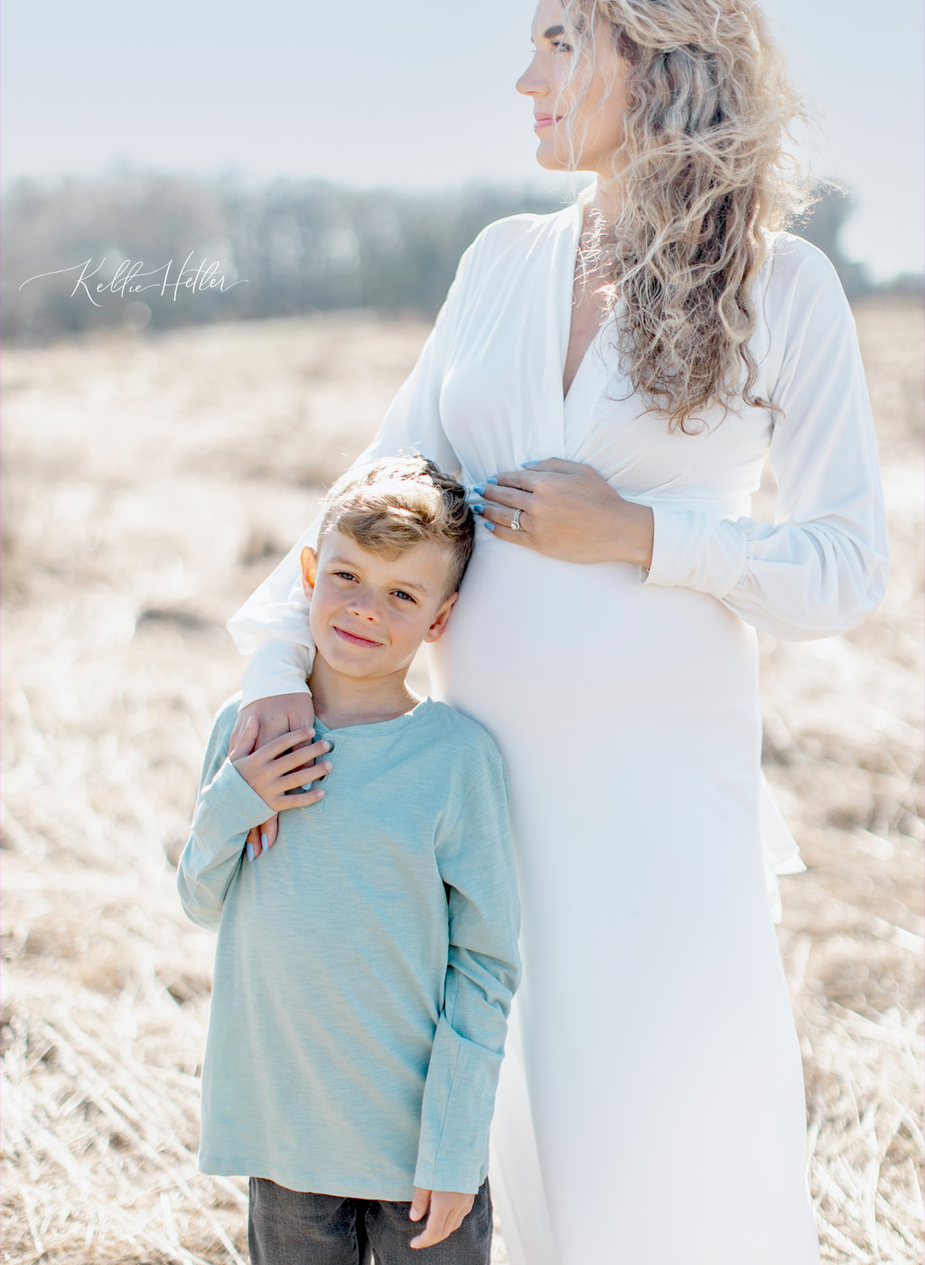 mom and son at maternity session
