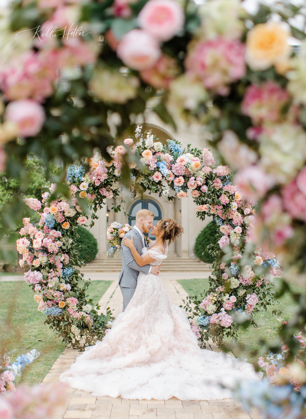 large wedding floral installation