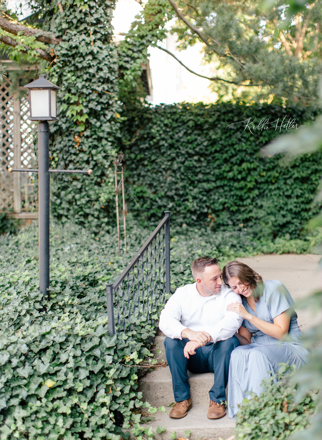 seated engagement photos